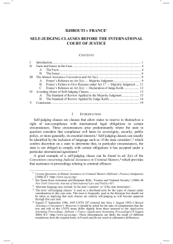 Djibouti v France: Self-Judging Clauses before the International