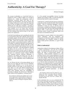 Authenticity: A Goal For Therapy? - Society for Philosophy in Practice