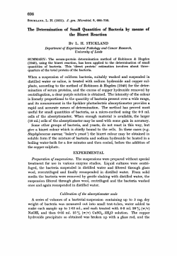 The Determination of Small Quantities of Bacteria by