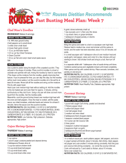 Rouses Dietitian Recommends Fast Busting Meal Plan: Week 7