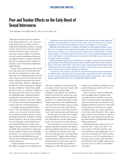 Peer and Teacher Effects on the Early Onset of Sexual Intercourse