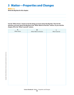 3 Matter&mdash;Properties and Changes BIGIDEA
