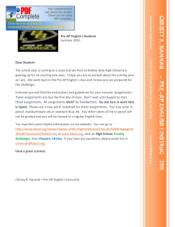 christy r. hannah – pre -ap english i instruc tor