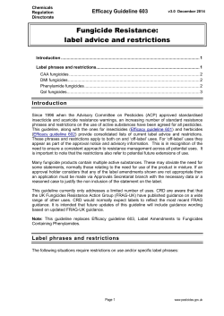 Efficacy Guideline 603 - Fungicide Resistance phrases