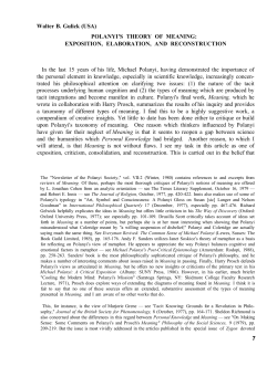 POLANYI`S THEORY OF MEANING