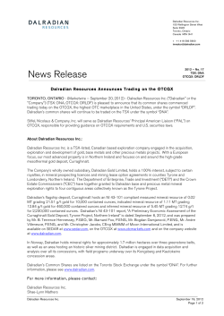 Dalradian Resources Announces Trading on the OTCQX