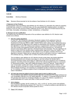 Revisions Recommended for the Surveillance Case Definition for HIV i