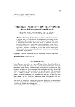 FARM SIZE &ndash; PRODUCTIVITY - University of the Punjab
