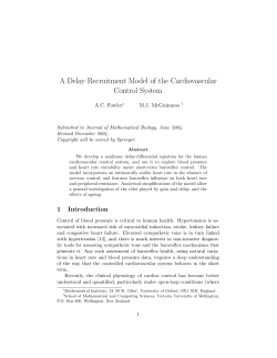 A Delay Recruitment Model of the Cardiovascular Control System