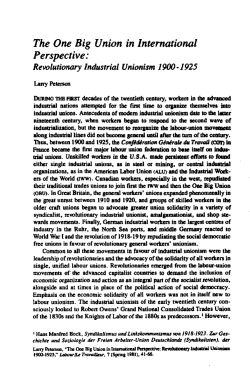 The One Big Union in International Perspective