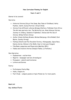 New Curriculum Planning for English Years 3 and 4 Genres to be
