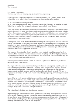 Anna Zett Text-to-speech I am reading a text to you. Your ears, my