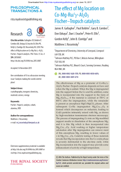 The effect of Mg location on Co-Mg-Ru/&gamma;