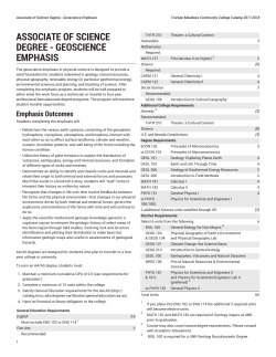 Associate of Science Degree - Geoscience Emphasis