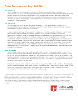 Cross Endorsement Buy-Sell Plan