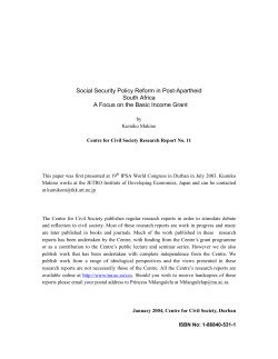 Social Security Policy Reform in Post-Apartheid South