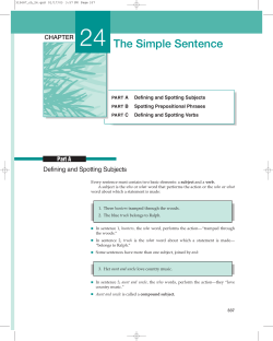 The Simple Sentence