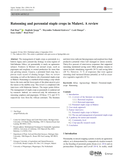 Ratooning and perennial staple crops in Malawi. A review