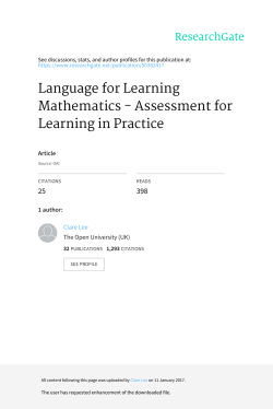 Language for Learning Mathematics - Assessment for