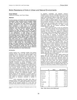 Biotic Resistance of Ants in Urban and Natural