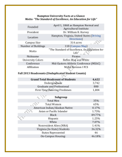 Hampton University Facts at a Glance Motto