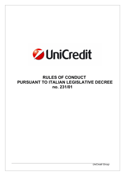 RULES OF CONDUCT PURSUANT TO ITALIAN
