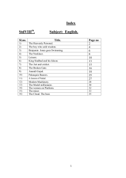 Index StdVIII . Subject: English. - Uday Pre