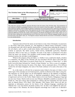 Introduction Toponyms derived from the names of cult objects in