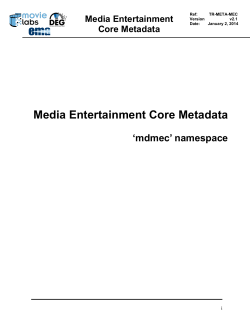 Media Entertainment Core (MEC) Metadata