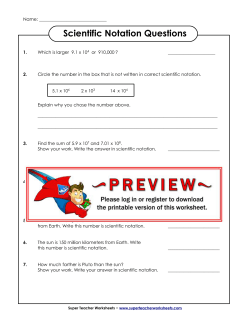 Sci. Notation Questions - Super Teacher Worksheets