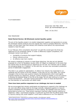 Retail Market Review: GB Wholesale market liquidity update