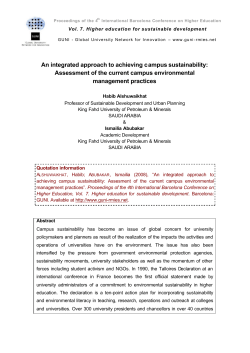 An integrated approach to achieving campus sustainability