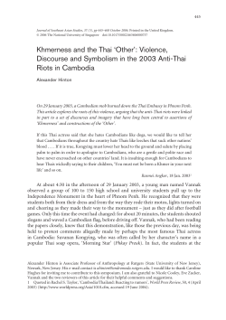 Khmerness and the Thai `Other` - Newark College of Arts and Sciences