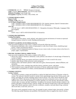 LIT 251 Women in Literature