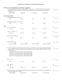 Sample Practice Problems for Accuplacer Placement Exam Solve