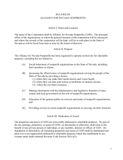 BYLAWS OF ALLIANCE FOR NEVADA NONPROFITS Article I