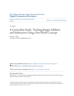 A Curriculum Study: Teaching Integer Addition and Subtraction