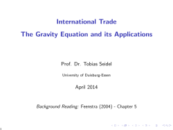 International Trade [0.3cm] The Gravity Equation and its Applications