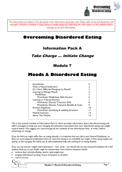 Moods and Disordered Eating - Centre for Clinical Interventions