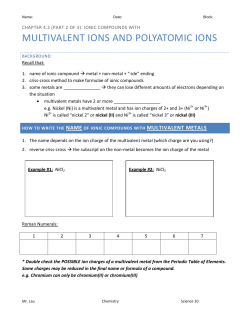 MULTIVALENT IONS AND POLYATOMIC IONS