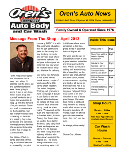 April 2013 - Oren`s Auto Body and Car Wash