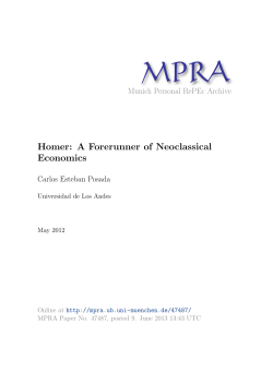 Homer: A Forerunner of Neoclassical Economics