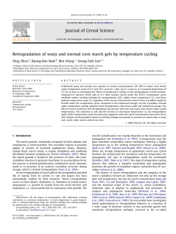 Retrogradation of waxy and normal corn starch gels by temperature