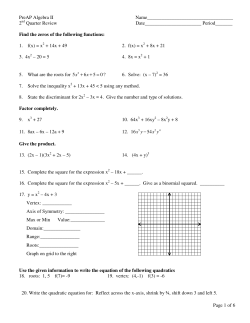 Page 1 of 6 PreAP Algebra II