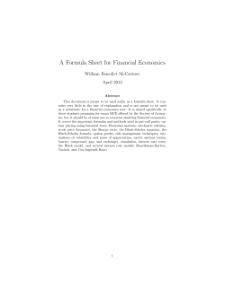 A Formula Sheet for Financial Economics