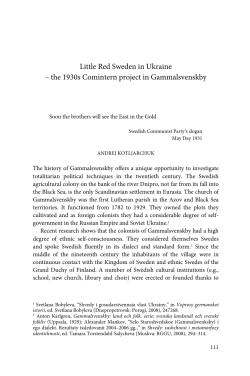 Little Red Sweden in Ukraine &ndash; the 1930s Comintern