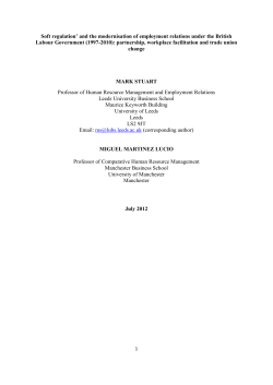 New Labour and the `soft regulation` of employment relations