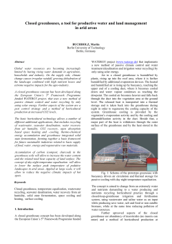 Closed greenhouses, a tool for productive water and land