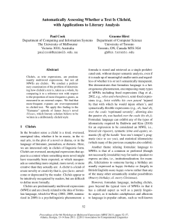 Automatically Assessing Whether a Text Is Cliched, with