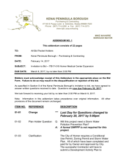 *** Last Day for Questions changed to February 20, 2017 by 5:00pm